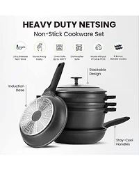 Piece Nesting Cookware Set with Silicone Handle Covers