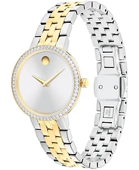 Movado Women's Museum Classic Lab Grown Diamond Swiss Quartz Stainless-Steel Light Yellow Pvd Watch, 29.5mm