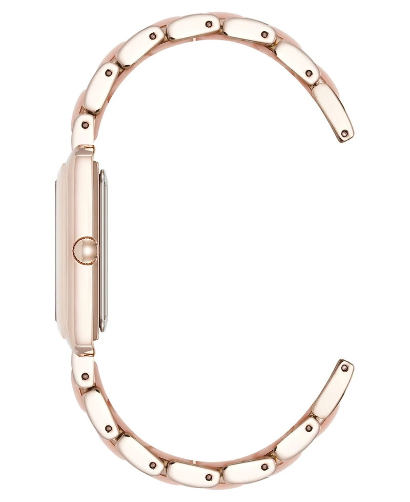 Anne Klein Women's Quartz Casual Rectangular Blush Pink Silicone with Rose Gold-Tone Metal Alloy Bracelet Watch, 26mm