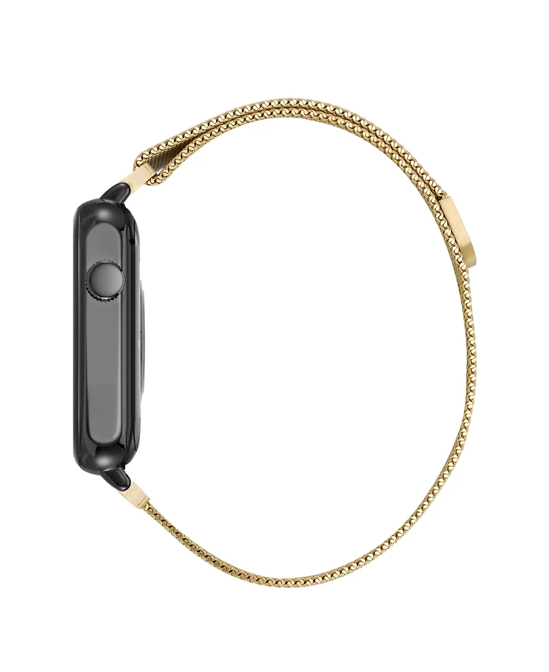Anne Klein Women's Connect It Stellar Smartwatch with Gold-Tone Stainless Steel Mesh and Red Silicone Band, 45mm