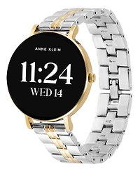 Anne Klein Women's Connect It Prism Smartwatch with Two-Tone Metal Alloy and Black Silicone Band, 30mm