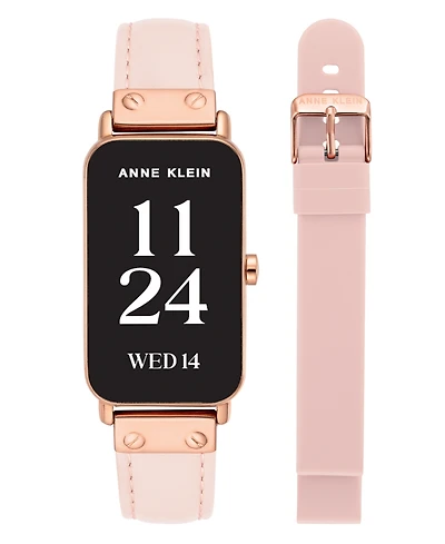 Anne Klein Women's Connect It Illume Smartwatch with Pink Leather and Pink Silicone Band, 37mm