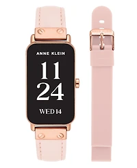 Anne Klein Women's Connect It Illume Smartwatch with Pink Leather and Pink Silicone Band, 37mm