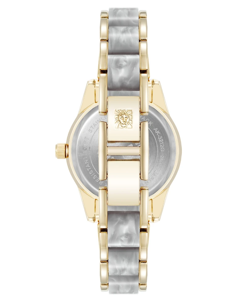 Anne Klein Women's Quartz Light Pearlescent Acetate and Gold-Tone Metal Alloy Link Bracelet Watch