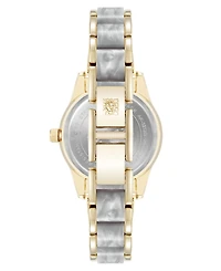 Anne Klein Women's Quartz Light Pearlescent Acetate and Gold-Tone Metal Alloy Link Bracelet Watch