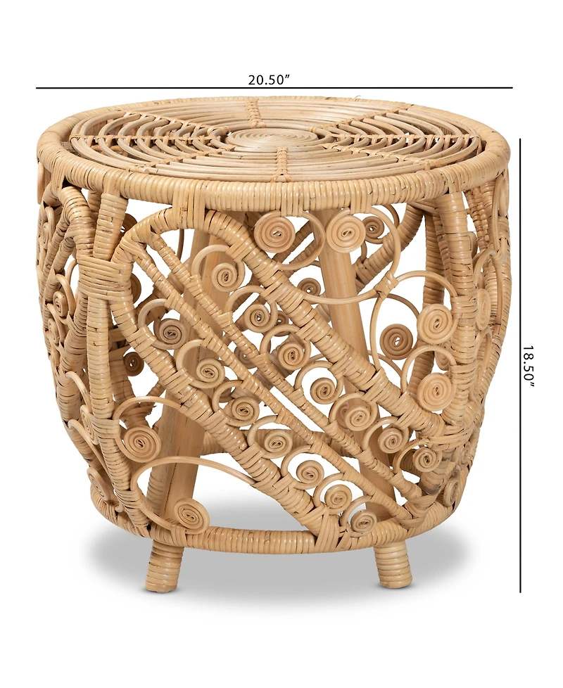 bali & pari 20.5" Finished Rattan Saranna Modern Bohemian End Table