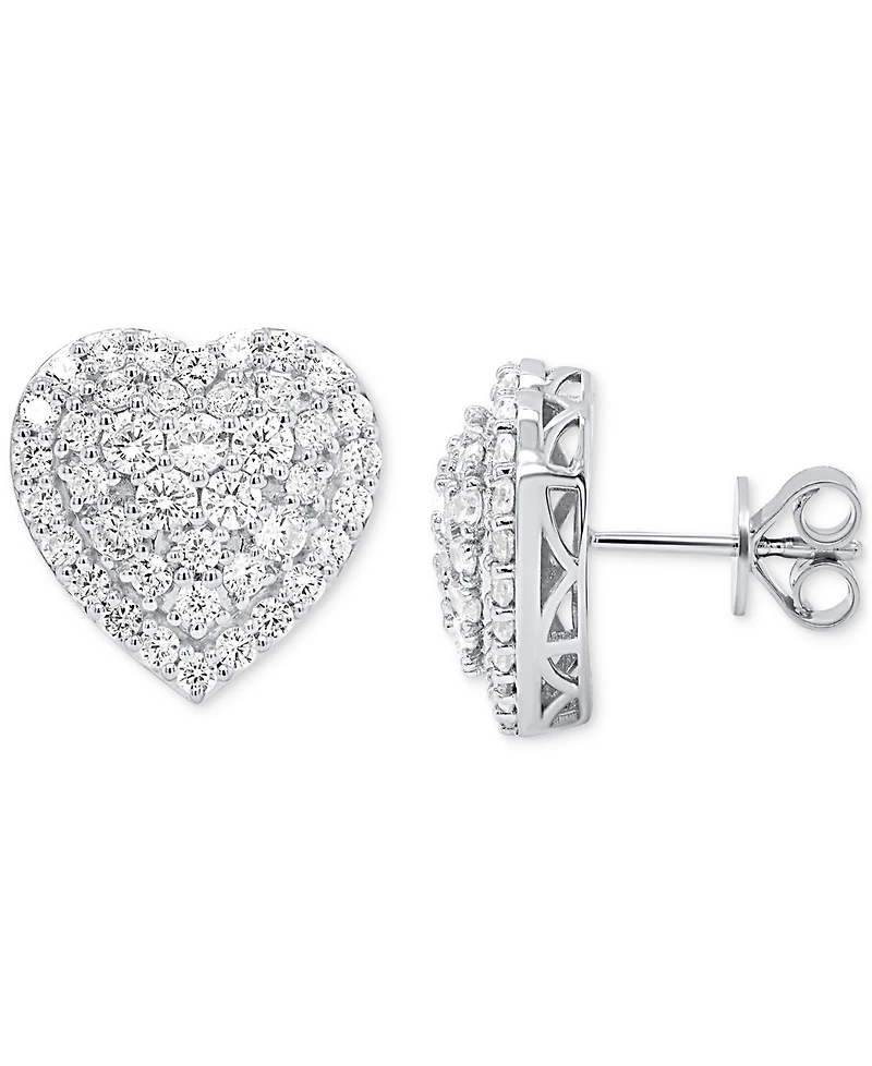 Forever Grown Diamonds Lab Grown Diamond Heart Cluster Stud Earrings (2 ct. t.w.) in Sterling Silver or 14k Gold-Plated Sterling Silver
