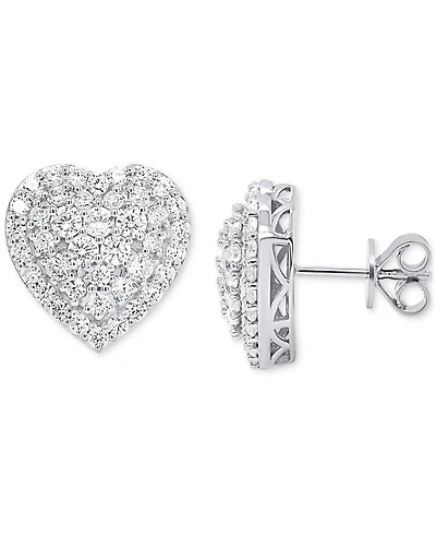 Forever Grown Diamonds Lab Grown Diamond Heart Cluster Stud Earrings (2 ct. t.w.) in Sterling Silver or 14k Gold-Plated Sterling Silver