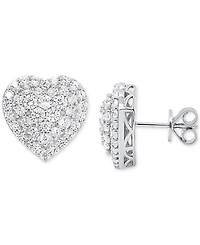 Forever Grown Diamonds Lab Grown Diamond Heart Cluster Stud Earrings (2 ct. t.w.) in Sterling Silver or 14k Gold-Plated Sterling Silver
