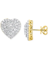 Forever Grown Diamonds Lab Diamond Heart Cluster Stud Earrings (2 ct. t.w.) Sterling Silver or 14k Gold-Plated