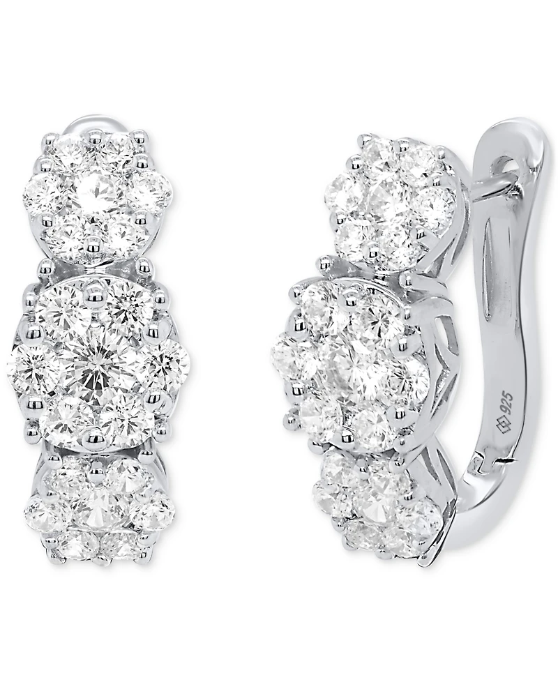 Forever Grown Diamonds Lab Grown Diamond Triple Cluster Statement Earrings (2 ct. t.w.) in Sterling Silver or 14k Gold-Plated Sterling Silver