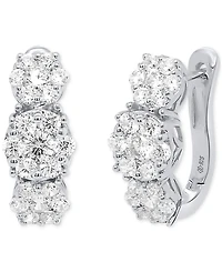 Forever Grown Diamonds Lab Grown Diamond Triple Cluster Statement Earrings (2 ct. t.w.) in Sterling Silver or 14k Gold-Plated Sterling Silver