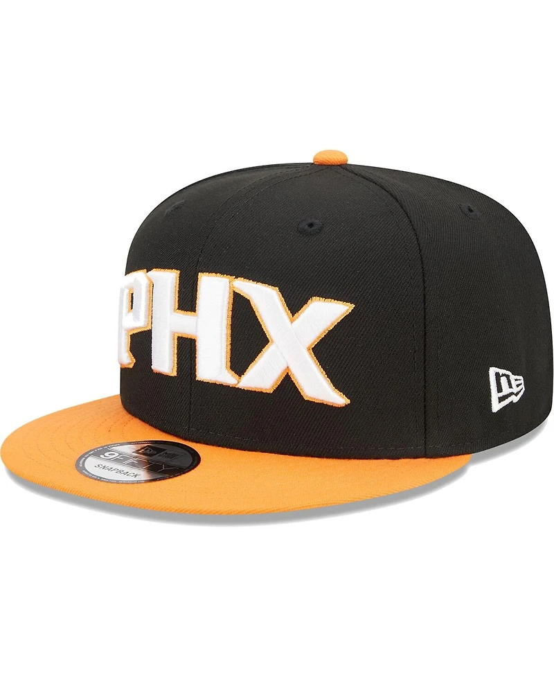New Era Men's Black/Orange Phoenix Suns Jersey Hook Statement Edition 9FIFTY Snapback Hat