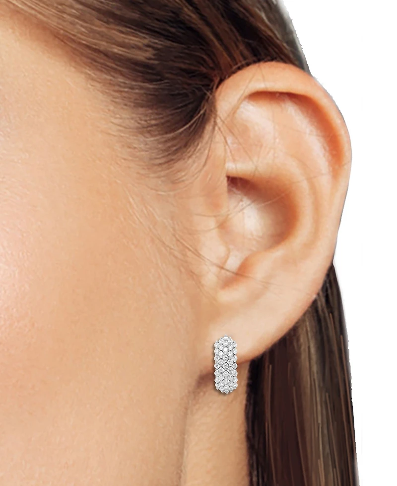 Forever Grown Diamonds Lab Grown Diamond Cluster Small Hoop Earrings (2 ct. t.w.) in Sterling Silver or 14k Gold-Plated Sterling Silver