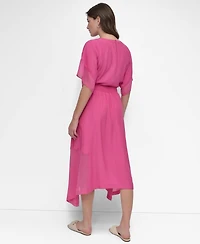 Dkny Women's Handkerchief Hem Mixed Media Maxi Skirt