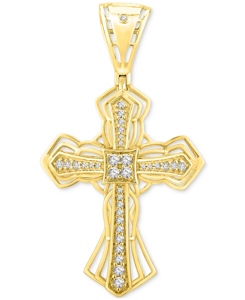 Men's Diamond Openwork Cross Pendant (1/2 ct. t.w.) in 10k Gold