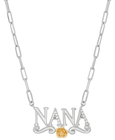 Diamond Accent Nana 18" Pendant Necklace in Sterling Silver & 14k Gold-Plated Sterling Silver