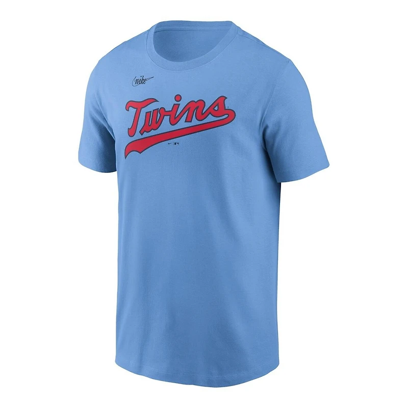 Nike Men's Light Blue Minnesota Twins Cooperstown Wordmark T-Shirt