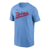 Nike Men's Light Blue Minnesota Twins Cooperstown Wordmark T-Shirt