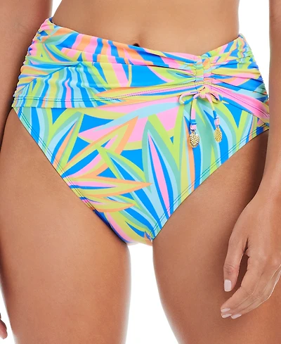 Bleu by Rod Beattie Women's On The Bright Side Printed High-Waist Sarong Bikini Bottoms