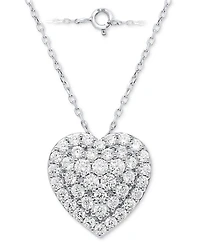 Forever Grown Diamonds Lab-Grown Diamond Cluster Heart 18" Pendant Necklace (2 ct. t.w.) in Sterling Silver or 14k Gold-Plated Sterling Silver