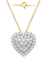 Forever Grown Diamonds Lab-Grown Diamond Cluster Heart 18" Pendant Necklace (2 ct. t.w.) Sterling Silver or 14k Gold-Plated