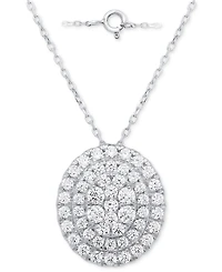 Forever Grown Diamonds Lab Grown Diamond Double Halo Cluster 18" Pendant Necklace (2 ct. t.w.) in Sterling Silver or 14k Gold-Plated Sterling Silver