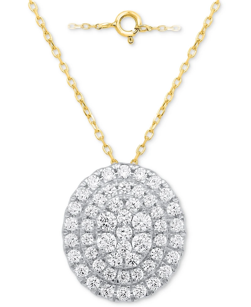 Forever Grown Diamonds Lab Diamond Double Halo Cluster 18" Pendant Necklace (2 ct. t.w.) Sterling Silver or 14k Gold-Plated
