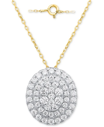 Forever Grown Diamonds Lab Diamond Double Halo Cluster 18" Pendant Necklace (2 ct. t.w.) Sterling Silver or 14k Gold-Plated