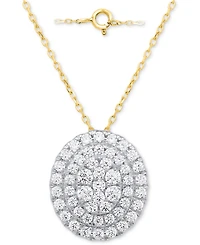 Forever Grown Diamonds Lab Diamond Double Halo Cluster 18" Pendant Necklace (2 ct. t.w.) Sterling Silver or 14k Gold-Plated
