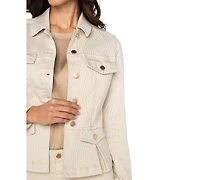 Liverpool Los Angeles Women's Button Collared Peplum Jacket