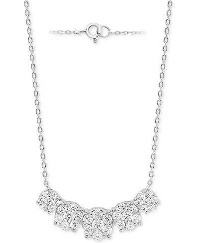 Forever Grown Diamonds Lab Grown Diamond Five Cluster 18" Necklace (2 ct. t.w.) in Sterling Silver or 14k Gold-Plated Sterling Silver