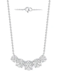 Forever Grown Diamonds Lab Grown Diamond Five Cluster 18" Necklace (2 ct. t.w.) in Sterling Silver or 14k Gold-Plated Sterling Silver