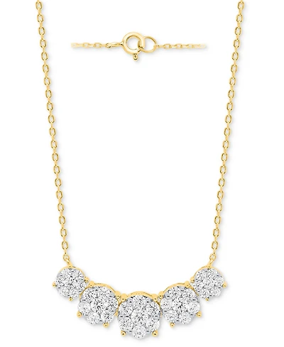Forever Grown Diamonds Lab Diamond Five Cluster 18" Necklace (2 ct. t.w.) Sterling Silver or 14k Gold-Plated