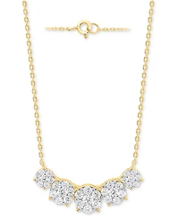 Forever Grown Diamonds Lab Diamond Five Cluster 18" Necklace (2 ct. t.w.) Sterling Silver or 14k Gold-Plated