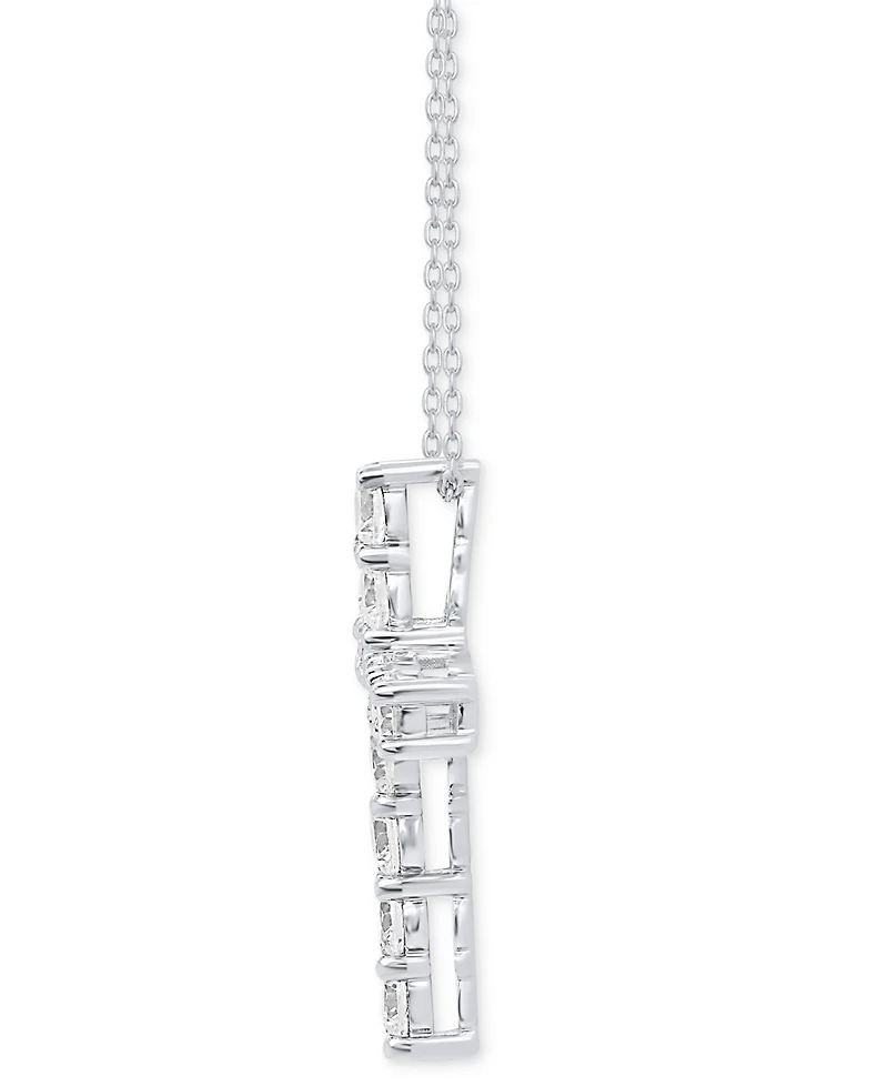 Forever Grown Diamonds Lab Grown Diamond Cross 18" Pendant Necklace (2 ct. t.w.) in Sterling Silver or 14k Gold-Plated Sterling Silver