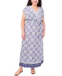 Vince Camuto Plus Printed Faux-Wrap Maxi Dress, Exclusively at Macy's