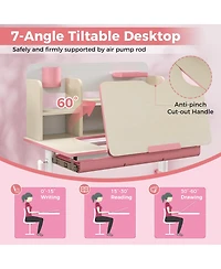 Gouun Kids Height Adjustable Study Desk with Tilt Desktop for 3-12 Years Old
