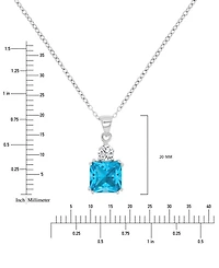Blue & White Cubic Zirconia 18" Pendant Necklace in Sterling Silver