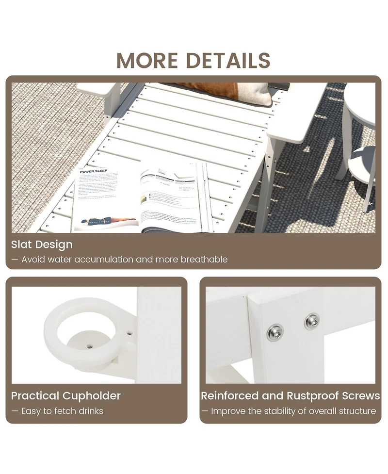 2PCS Patio Lounge Chair Chaise Adjustable Weatherproof Hdpe Cup Holder