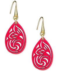 Patricia Nash Gold-Tone Lace Pattern Leather Drop Earrings