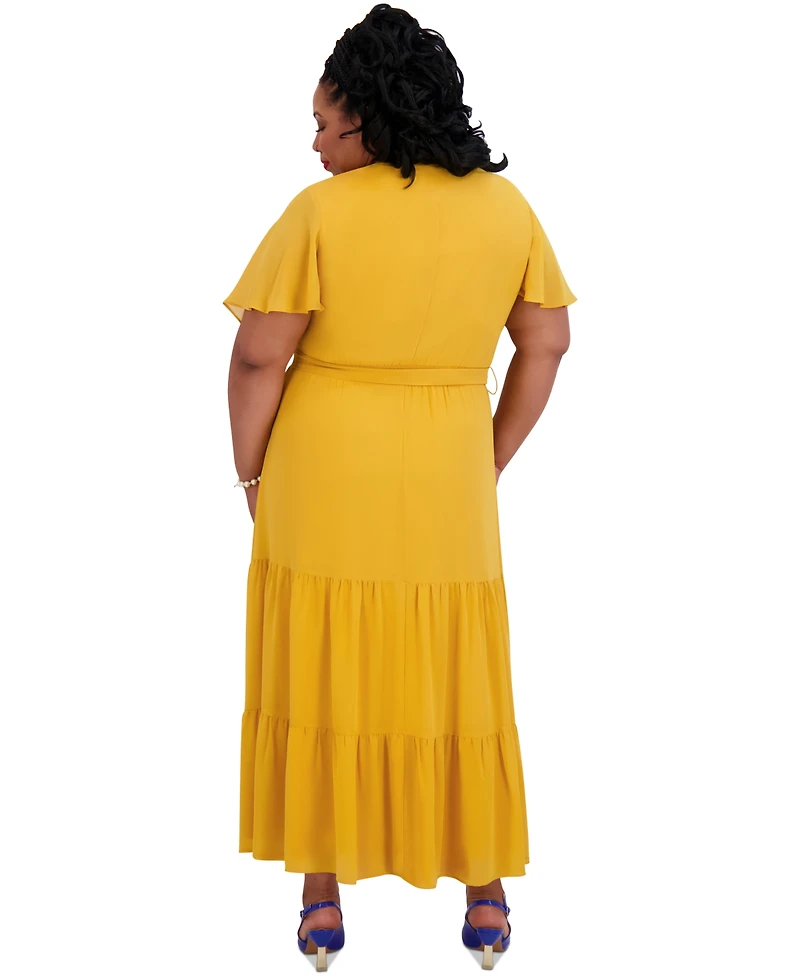 Kasper Women's V-Neck Flutter-Sleeve Maxi Dress, Regular & Plus Sizes