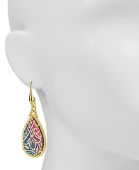 Patricia Nash Gold-Tone Greek Ombre Printed Leather Drop Earrings