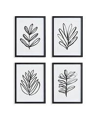 Sketched Leaf Prints Set of 4