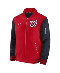 Nike Men's Red/Navy Washington Nationals Authentic Collection Dugout Full-Zip Bomber Jacket