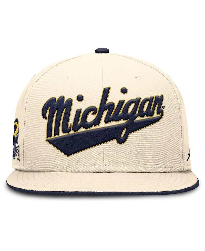 Jordan Men's Natural Michigan Wolverines Primetime True Performance Fitted Hat