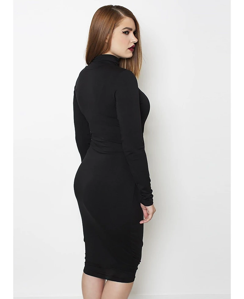 Rebdolls Women's Don't Make Me Wait Cotton Turtleneck Midi Dress