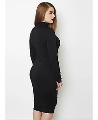 Rebdolls Women's Don't Make Me Wait Cotton Turtleneck Midi Dress