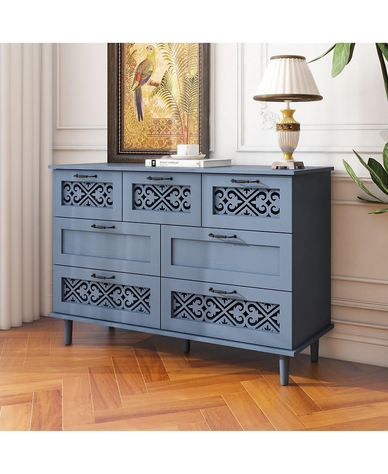 Mondawe 7 Drawer Cabinet, American Furniture, Suitable for Bedroom, Living Room, Study