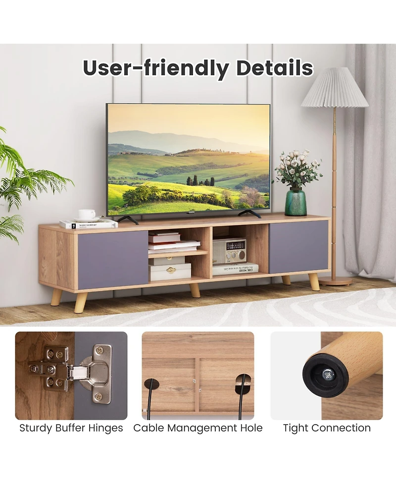 Tv Stand Cabinet for TVs up to 65 Inch with Open Shelf for Living Room